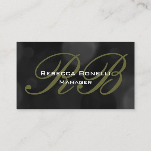 Gray Black Monogram Manager Business Card