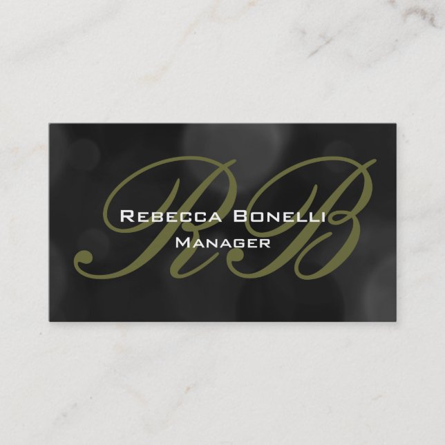 Gray Black Monogram Manager Business Card (Front)