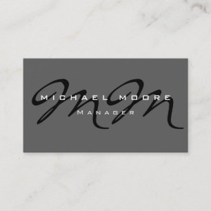 Gray Black Monogram Trendy Modern Business Card