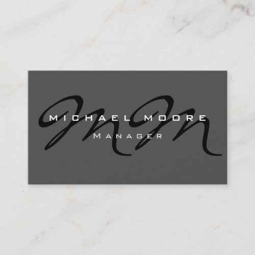 Gray Black Monogram Trendy Modern Business Card