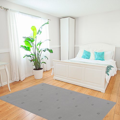 Gray black monogrammed pattern rug