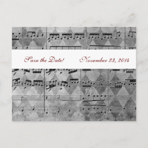 Gray Black Music Chevron Save the Date Announcement Postcard