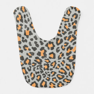 Gray, Black, Orange Leopard Print Bib