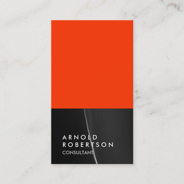 Gray Black Orange Trendy Consultant Business Card (Front)