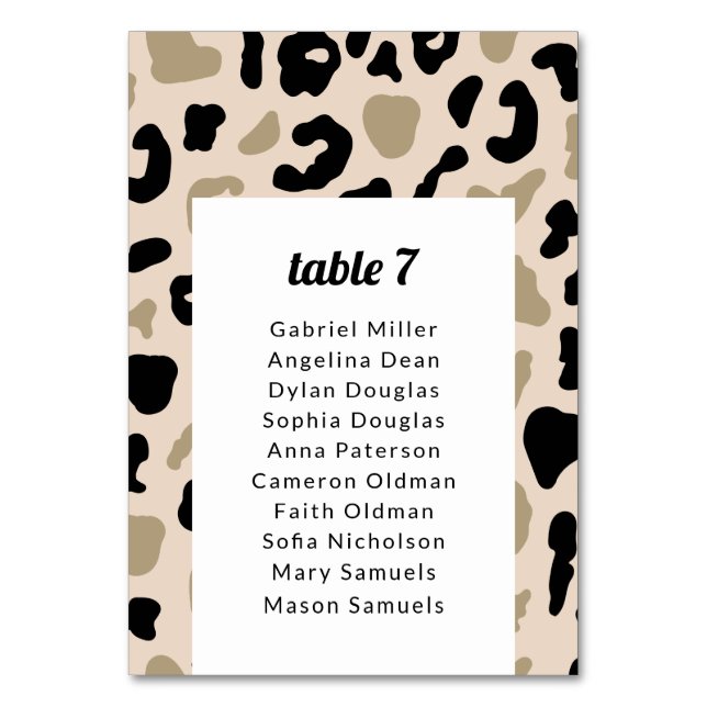 Gray black patches on beige. Seating chart Table N Number (Front)