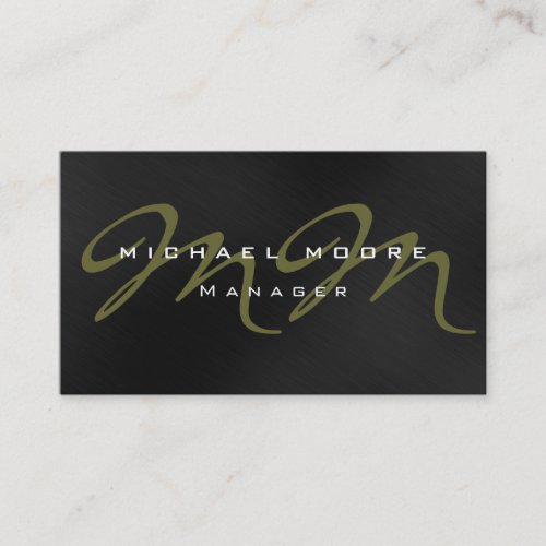 Gray Black Pattern Brown Monogram Business Card