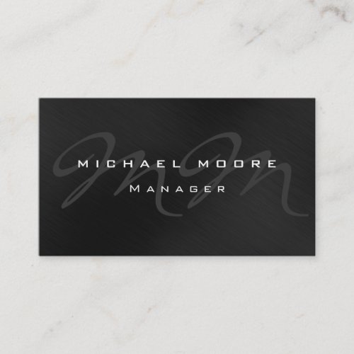 Gray Black Pattern Monogram Business Card