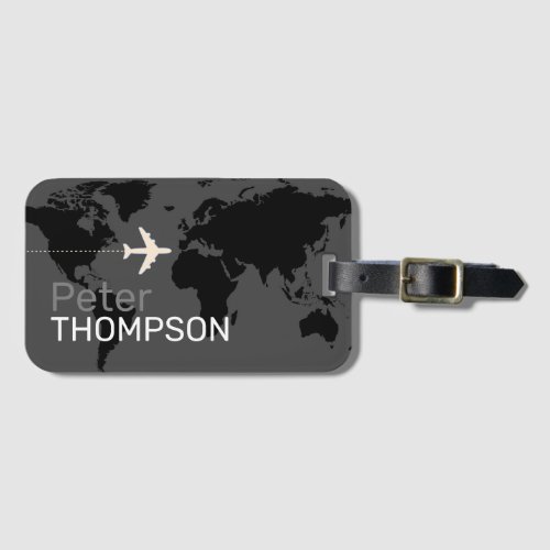 gray black personalized elegant worldwide travel luggage tag
