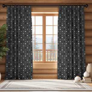  Gray Black Playful Pixels Check Pattern Blackout Curtains