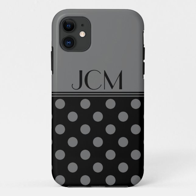 Gray/Black Polka Dot Monogram Case-Mate iPhone Case (Back)