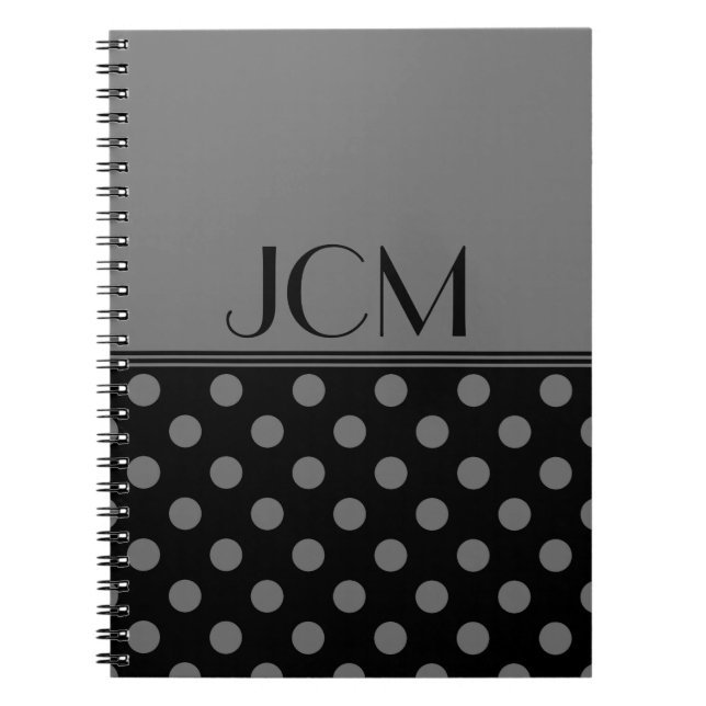 Gray/Black Polka Dot Monogram Notebook (Front)
