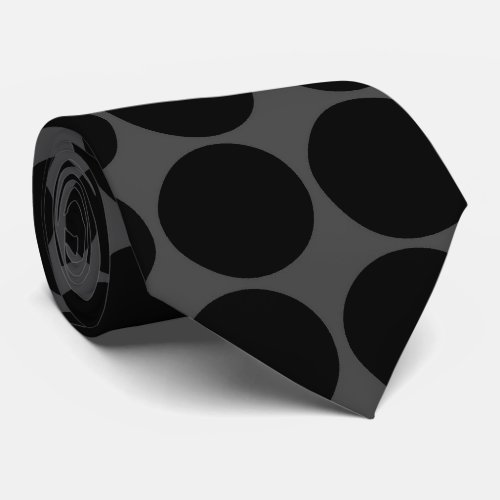 Gray Black Polka Dots Pattern Tie
