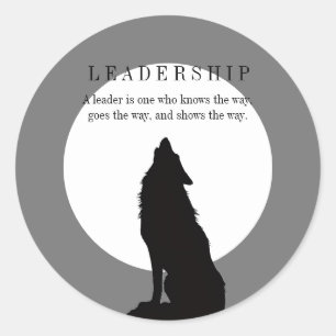 Gray Black Pop Art Leadership Wolf Howling Classic Round Sticker