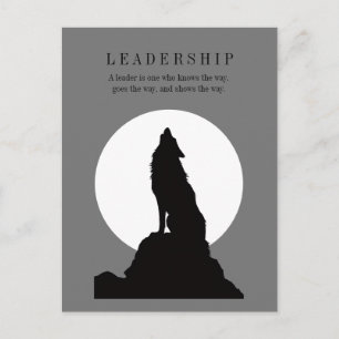 Gray Black Pop Art Leadership Wolf Howling Holiday Postcard