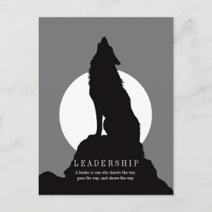 Gray Black Pop Art Leadership Wolf Howling Postcard