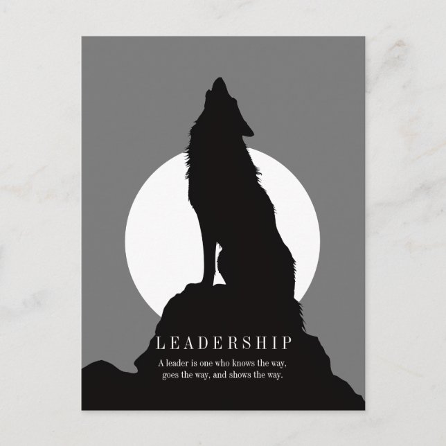 Gray Black Pop Art Leadership Wolf Howling Postcard (Front)