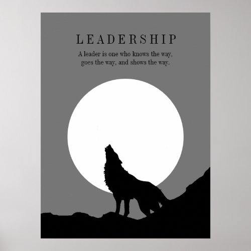 Gray Black Pop Art Leadership Wolf Howling Poster