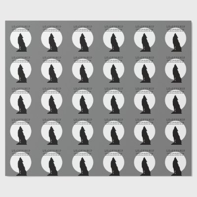 Gray Black Pop Art Leadership Wolf Howling Wrapping Paper