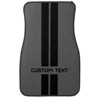 Gray & Black Racing Stripe Car Mats - custom text