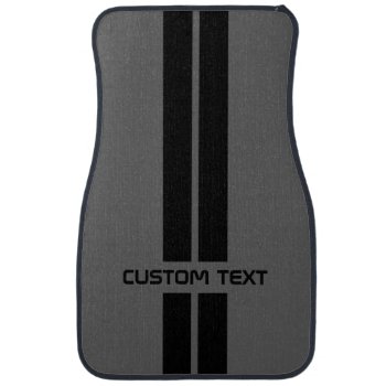 Gray & Black Racing Stripe Car Mats - Custom Text by inkbrook at Zazzle
