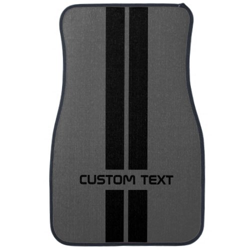 Gray  Black Racing Stripe Car Mats _ custom text