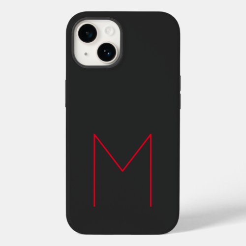 Gray Black Red Bold Monogram Modern Your Name Case_Mate iPhone 14 Case