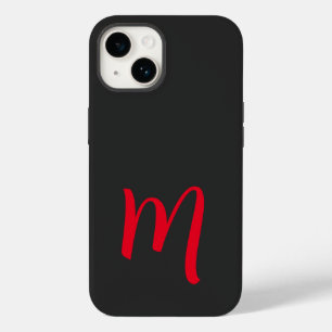 Gray Black Red Monogrammed Classical Handwriting Case-Mate iPhone 14 Case