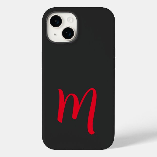 Gray Black Red Monogrammed Classical Handwriting Case-Mate iPhone Case (Back)