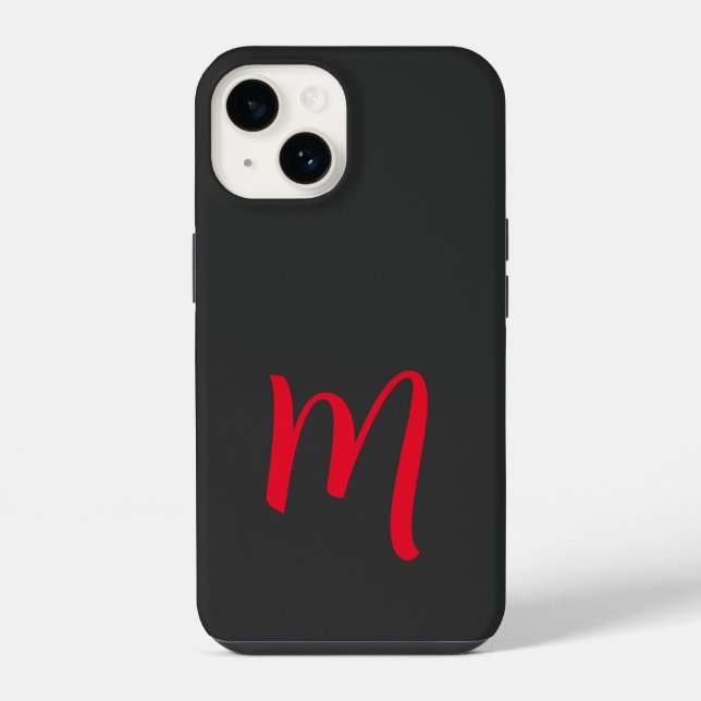 Gray Black Red Monogrammed Classical Handwriting Iphone Case (Back)