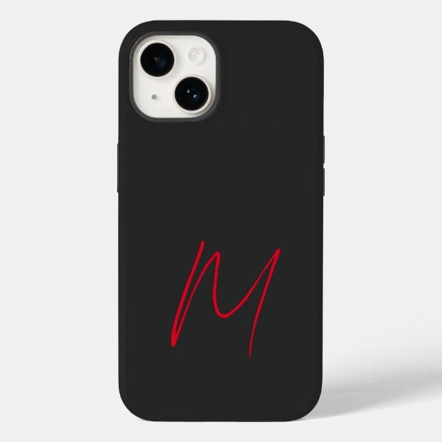 Gray Black Red Monogrammed Classical Script Case-Mate iPhone Case (Back)