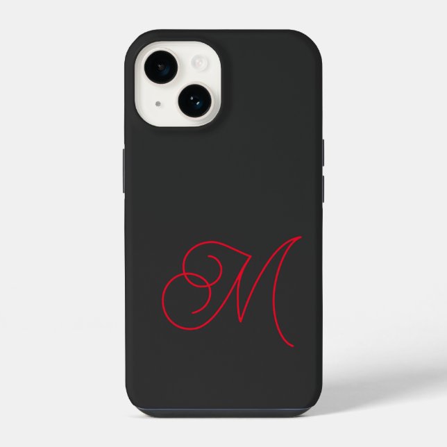 Gray Black Red Monogrammed Classical Script Iphone Case (Back)