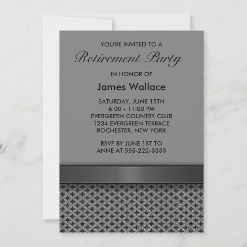 Gray Black Retirement Party Invitation