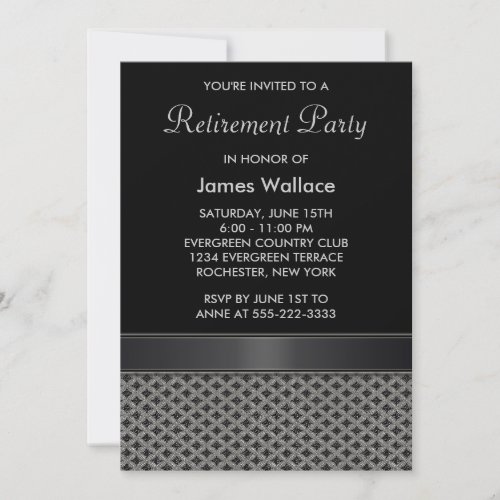 Gray Black Retirement Party Invitation