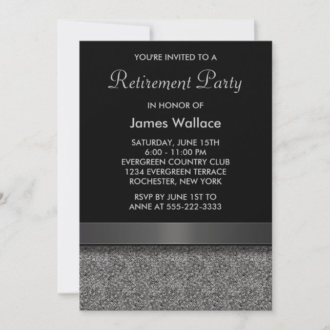 Gray Black Retirement Party Invitation (Front)