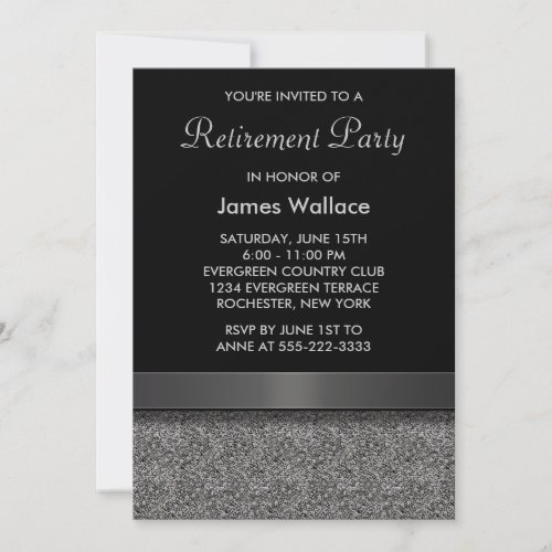 Gray Black Retirement Party Invitation