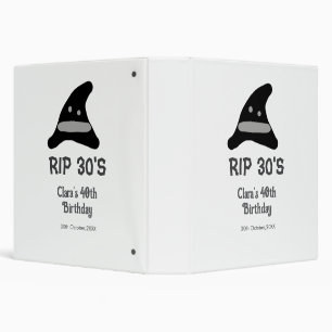 Gray black RIP 30's 40th birthday witch hat hallow 3 Ring Binder