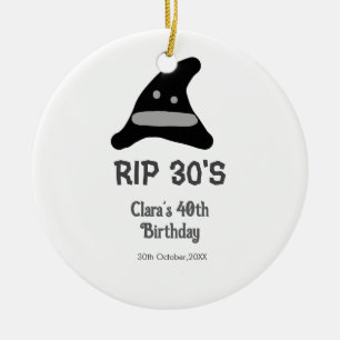 Gray black RIP 30's 40th birthday witch hat hallow Ceramic Ornament