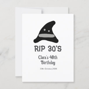 Gray black RIP 30's 40th birthday witch hat hallow Postcard