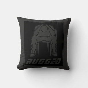 gray black Rugged Man Holding Head Thinking Man Throw Pillow