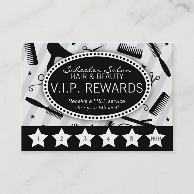 Gray & Black Salon Loyalty Card (Front)
