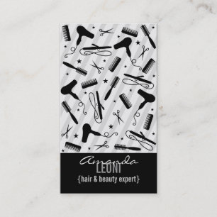 Gray & Black Salon Tools Vertical Business Card