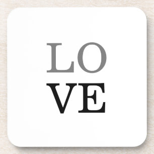 Gray Black Script Love Wedding  Beverage Coaster