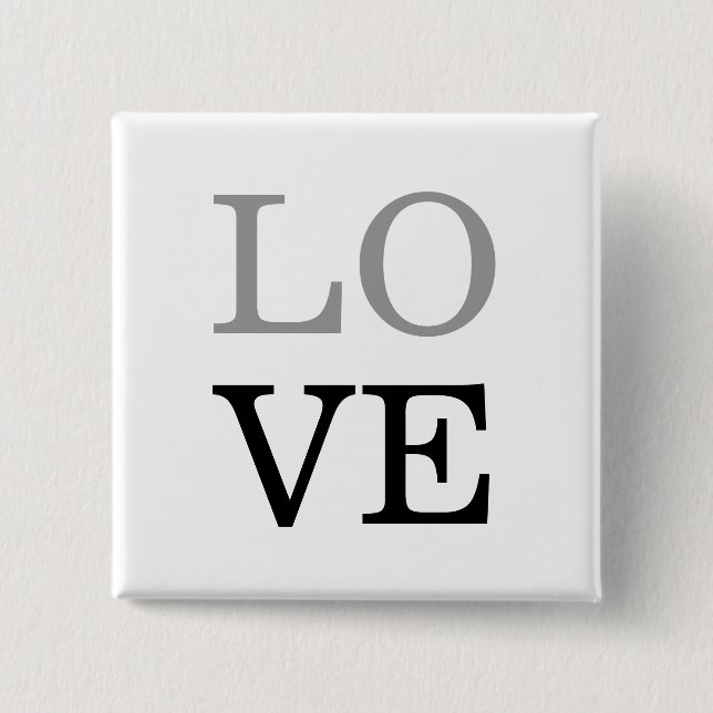 Gray Black Script Love Wedding  Button (Front)