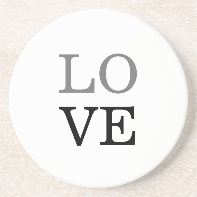 Gray Black Script Love Wedding  Coaster (Front)