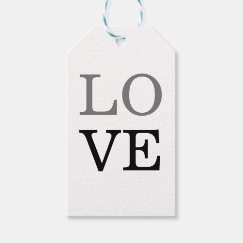 Gray Black Script Love Wedding  Gift Tags