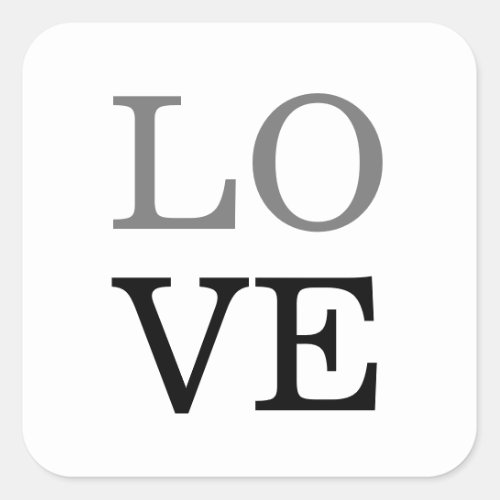 Gray Black Script Love Wedding  Square Sticker