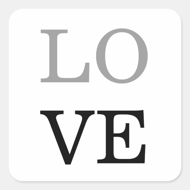 Gray Black Script Love Wedding  Square Sticker (Front)