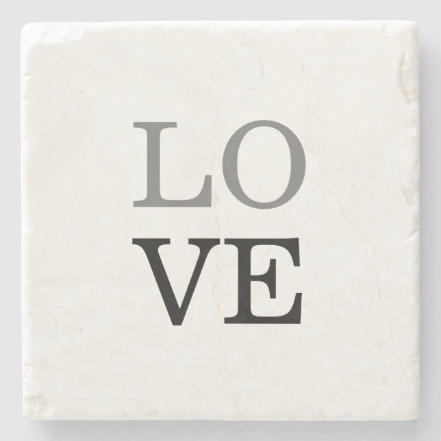 Gray Black Script Love Wedding  Stone Coaster (Front)