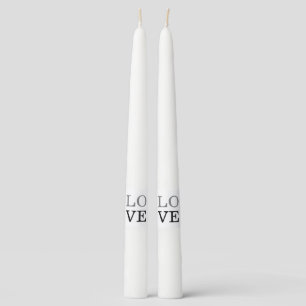 Gray Black Script Love Wedding  Taper Candle