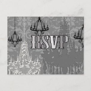 Gray, Black & Silver Chandelier RSVP Postcards